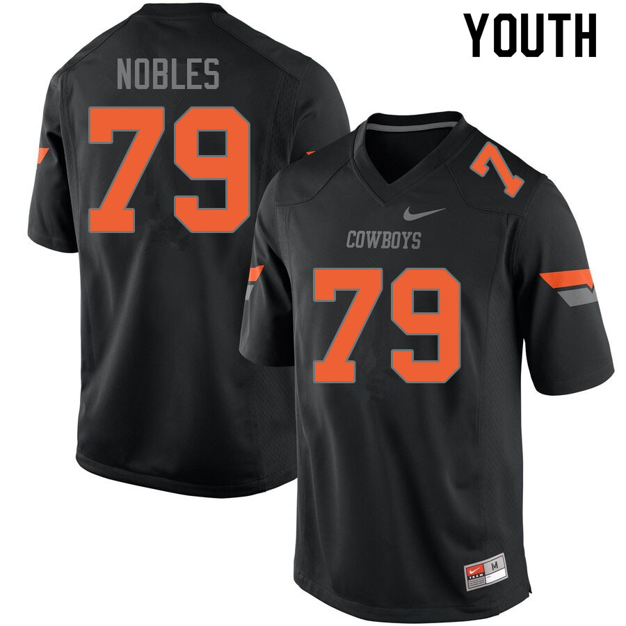 Youth #79 Logan Nobles Oklahoma State Cowboys College Football Jerseys Sale-Black - Click Image to Close